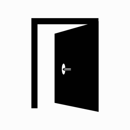 Front view open interroom door color line icon. Isolated vector element.のイラスト素材