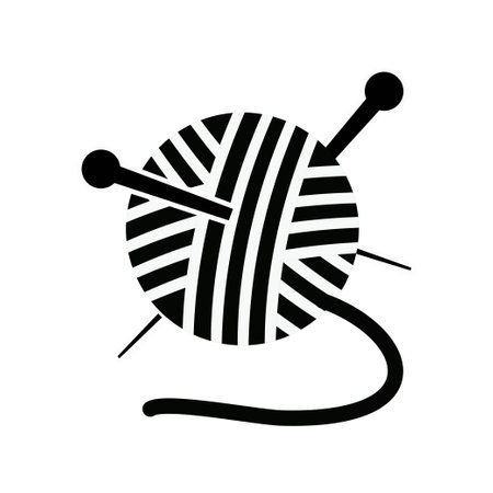 Yarn ball for knitting with loose thread line art vector icon for crafting apps and websitesのイラスト素材