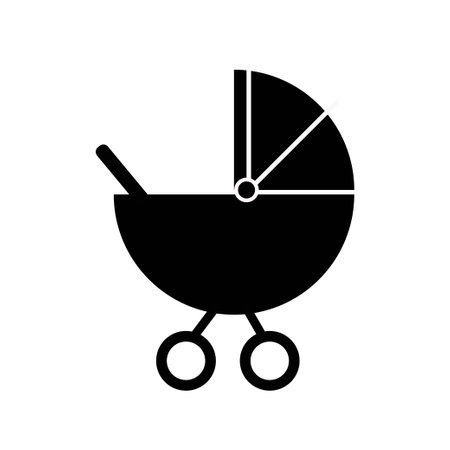 Baby, carriage, buggy, pram, stroller, wheel icon. Vector illustration, flat design.のイラスト素材