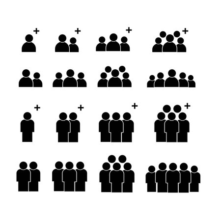 People Icon set in trendy flat style isolated on light background with shadow. Crowd signs. Persons symbol for your infographics web site design, logo, app, UI. Vector illustration.のイラスト素材