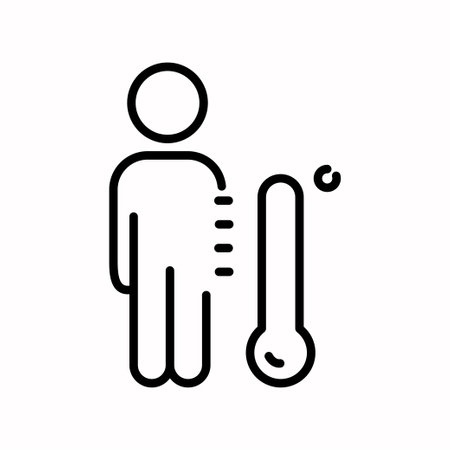 Fever High Temperature Minimalistic Flat Line Outline Stroke Icon Pictogram Symbolのイラスト素材
