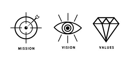 Mission vision values icon . Organization mission vision values icon design vectorのイラスト素材