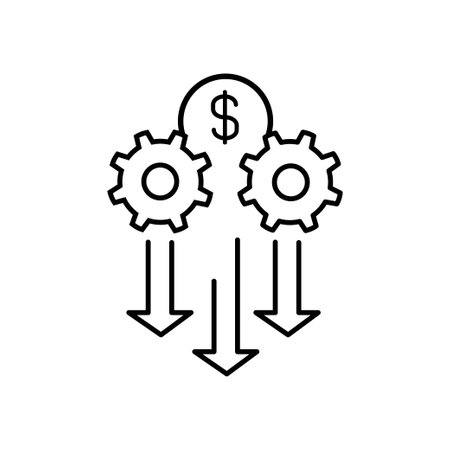 cash flow, money management line icon, cash flow optimization line iconのイラスト素材