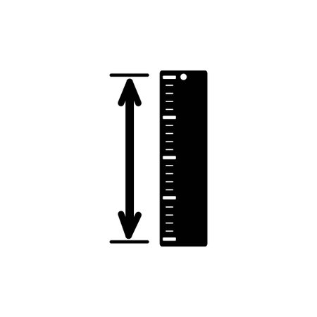 Vector measurement ruler icon. Black icon. Modern flat design vector illustration, quality concept for web banner, web and mobile application, infographics. Vector icon isolated on gradient backgroundのイラスト素材
