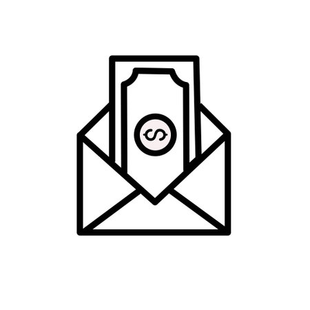 Envelope With Money Vector Line Icon. Flat Style Design.のイラスト素材