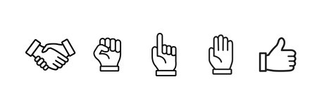 Hand icon set. Sign language. Gestures Fingersのイラスト素材