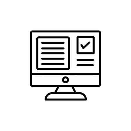 Online registration form on monitor screen, line vector iconのイラスト素材
