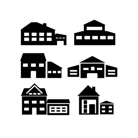 Real estate icons on white background, stock vectorのイラスト素材