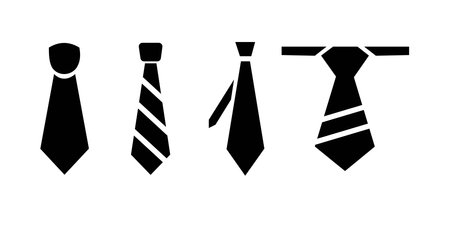 Vector tie black symbols. Necktie icon setのイラスト素材