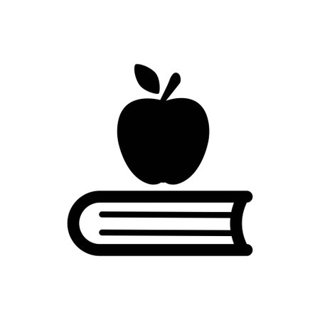 Book and apple icon on white backgroundのイラスト素材