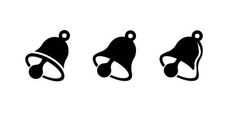 Notification bell icons collection. Alarm or reminder sign in two variants - black and linear. UI buttonのイラスト素材