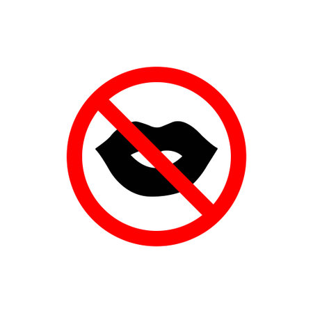 Forbidden kiss vector icon symbol. Flat pictogram is isolated on a white background. Forbidden kiss pictogram designed with simple style.のイラスト素材