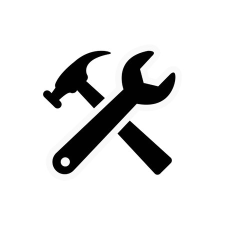 Simple spanner and hammer isolated on white background Icon for apps and websitesのイラスト素材