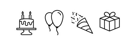 Party related icons thin vector icon set, black and white kitのイラスト素材