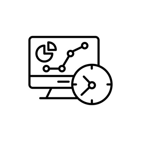 Fast results. Express analysis. Vector linear icon isolated on white background.のイラスト素材