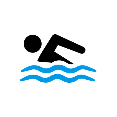 Swimmer icon, vector illustration. Person Swimming Freestyle Vector Iconのイラスト素材