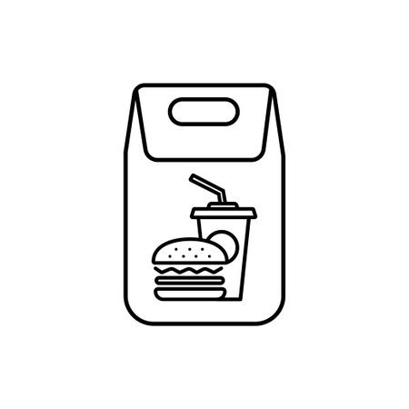 Take away online order filled outline style. Food Delivery Icon design for application, website, poster, printing.のイラスト素材