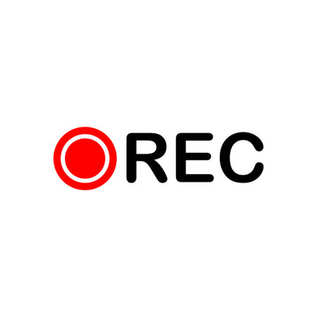 Recording sign, red panel, rec, vector symbol isolated on white backgroundのイラスト素材