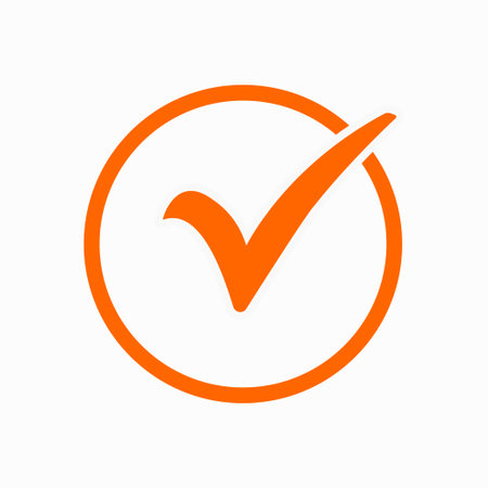 yes icon. Vector illustration style is flat iconic symbol, orange color, transparent background. Designed for web and software interfaces.のイラスト素材