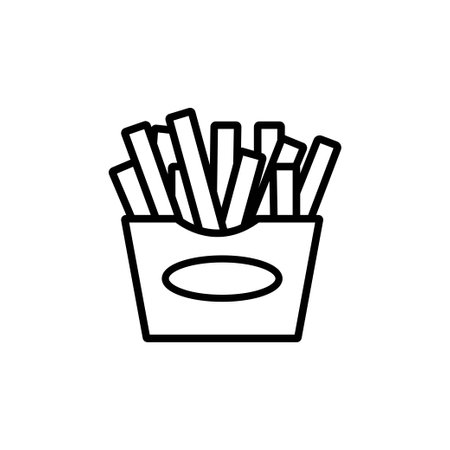Outline french fry isolated on white background. Coloring page. Vector illustrationのイラスト素材