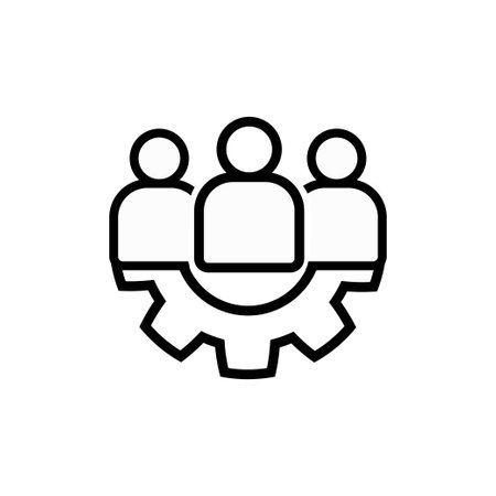 Teamwork line icon. Business workflow sign. Job meeting symbol. Quality design element. Editable stroke. Linear style teamwork icon. Vectorのイラスト素材