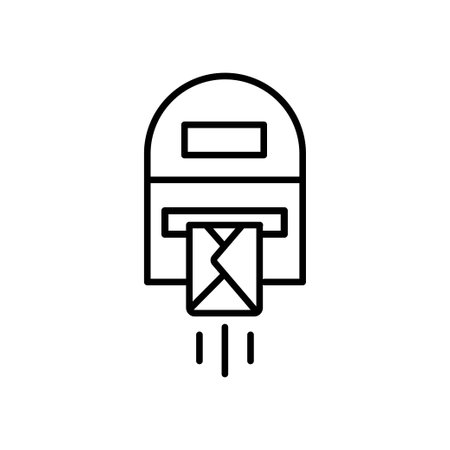 Mail delivery icon, Envelope entering open mailboxのイラスト素材