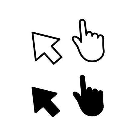 Touch and cursor icon set design of flat modern vectorのイラスト素材