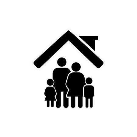 Silhouette family icon and house. Conceptual vector illustrationのイラスト素材