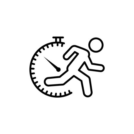 Fast pace runner icon, man quick accelerate, run on time, worker late on job, thin line web symbol on white background - editable stroke vector illustrationのイラスト素材
