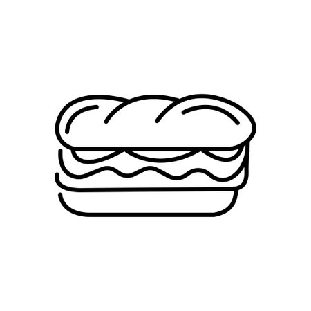 Sub Sanwich Icon Outlined Fast Foodのイラスト素材
