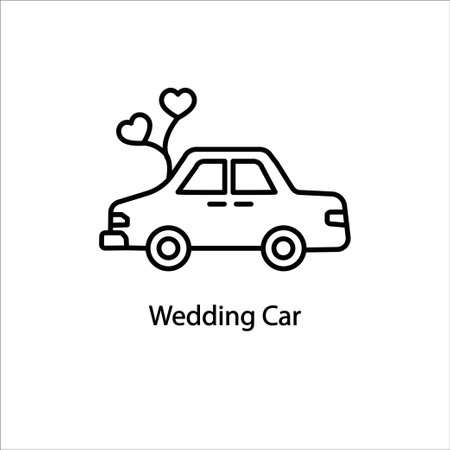 Wedding car with heart vector icon isolated on background. Wedding car with heart icon for infographic, website or app.のイラスト素材