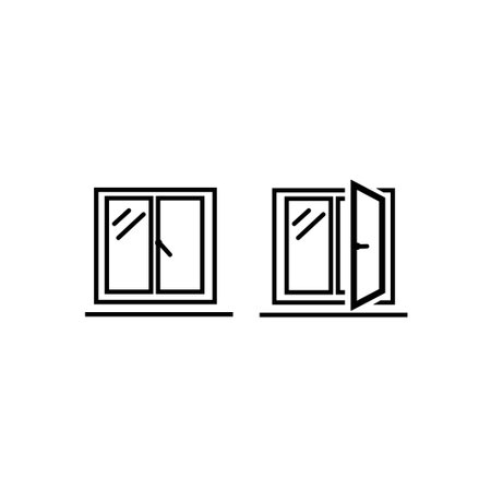 Window outline icons. Vector illustration. Editable stroke. Isolated icon suitable for web, infographics, interface and apps.のイラスト素材