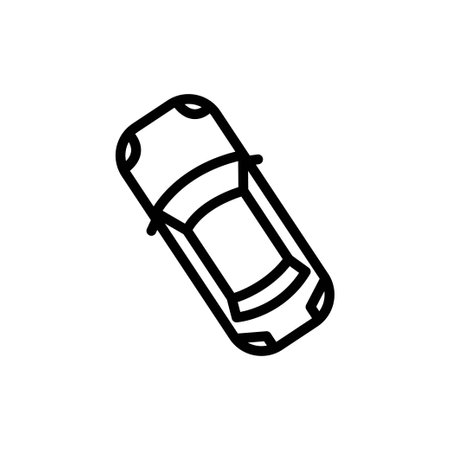 Car top view, linear icon. Line with editable strokeのイラスト素材