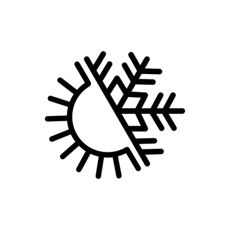 Hot and cold symbol. Sun and snowflake all season concept logo.のイラスト素材