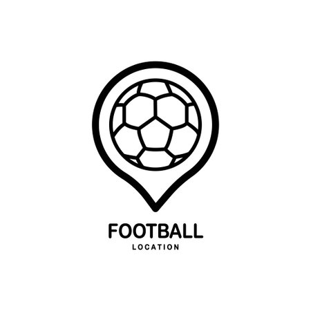 Football match location icon. stadium pin locator. simple illustration outline style sport symbol.のイラスト素材
