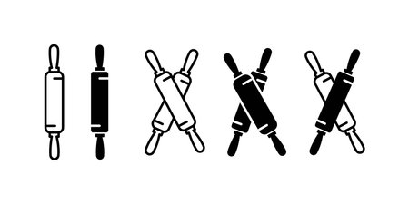 Set of rolling pin. Kitchen rolling pin iconのイラスト素材