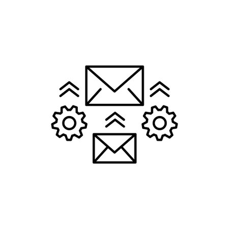 Email automation icon, line vectorのイラスト素材