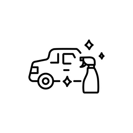 Regular vehicle cleaning linear icon. Car wash. Thin line customizable illustration. Contour symbol. Vector isolated outline drawing. Editable strokeのイラスト素材