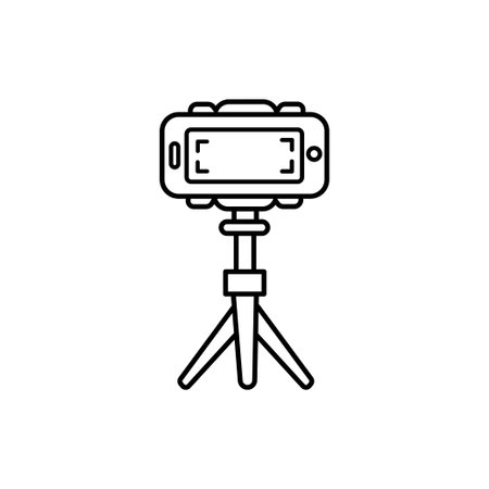 Smartphone On Tripod Design Vector Template Illustration In Trendy Flat Styleのイラスト素材