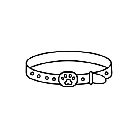 Dog collar icon. Linear vector illustration from dog and training collection. Outline dog collar icon vector. Thin line symbol for use on web and mobile apps, print media.のイラスト素材