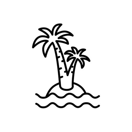 Palm tree outline icons. Vector illustration. Editable stroke. Isolated icon suitable for web, infographics, interface and apps.のイラスト素材