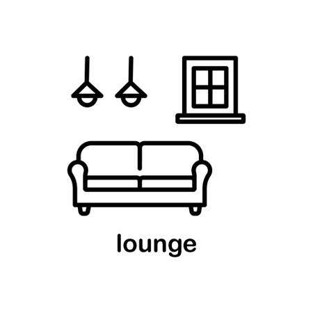 lounge icon. Trendy modern flat linear vector lounge icon on white background from thin line Hotel collection, outline vector illustrationのイラスト素材