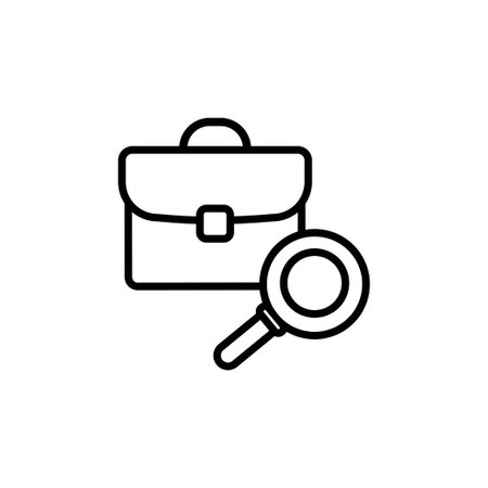 Job search pixel perfect linear icon. Work position. Career development. Job hunting online platform. Employment. Thin line illustration. Contour symbol. Vector outline drawing. Editable strokeのイラスト素材