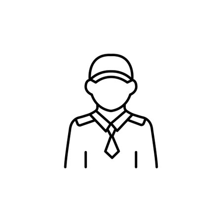 Security Guard outline vector icon. Symbol, logo illustration. Vector graphicsのイラスト素材