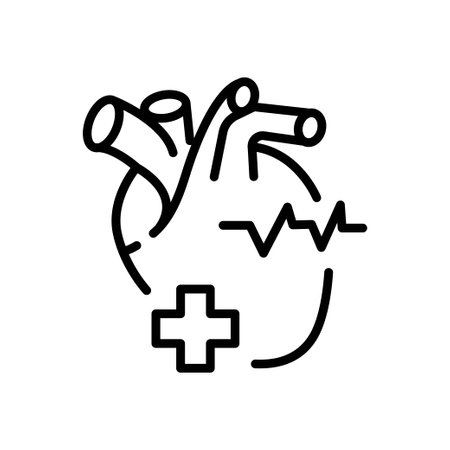 Heart care concept icon. Cardiology department. Service of medical center abstract idea thin line illustrationのイラスト素材