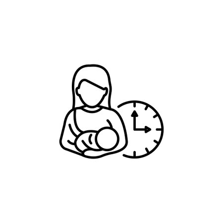 Breastfeeding vector icon, vector of a baby with its mother s breasts as a symbol of health, mother s hugs her baby to breastfeed, a symbol of lactationのイラスト素材