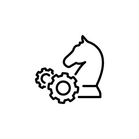 Chess horse startup icon. Outline chess horse startup vector icon for web design isolated on white backgroundのイラスト素材