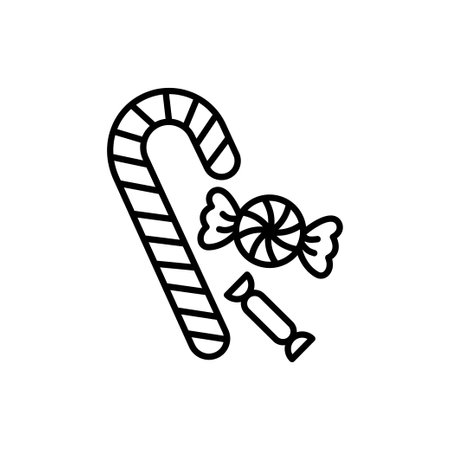 Christmas Candy line icon. linear style sign for mobile concept and web design. Lollipop and candy cane outline  icon. Symbol, logo illustration.  graphicsの写真素材