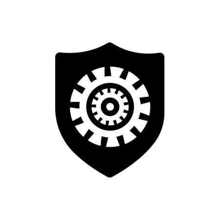 Icon Glyph Shield Gear setting. Solid style.のイラスト素材