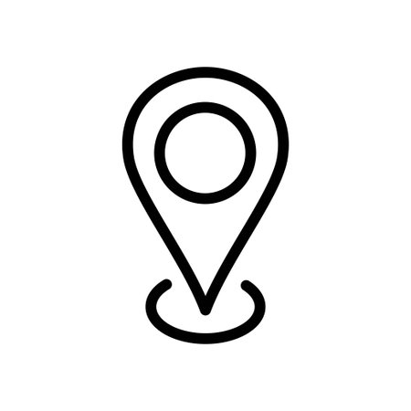 Location pin with circle, linear style icon. specific geographic location with a circular indicator. Editable stroke widthのイラスト素材